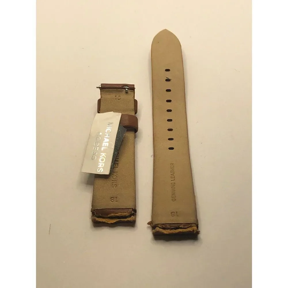 Authentic Michael Kors Watch Parts 2Piece Band Leather Brown 18mm MKT9063 YO170